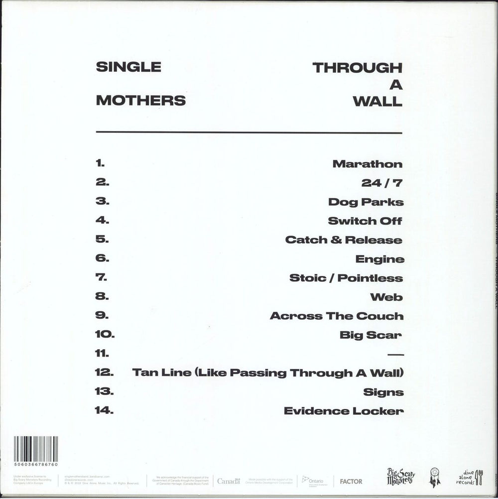 Single Mothers Through A Wall UK vinyl LP album (LP record) 5060366786760