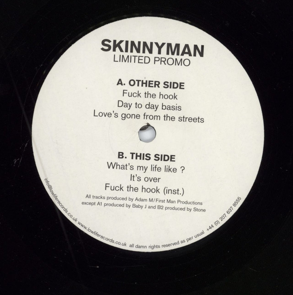 Skinnyman Fuck The Hook EP UK Promo 12" vinyl single (12 inch record / Maxi-single) MANPROMO-01