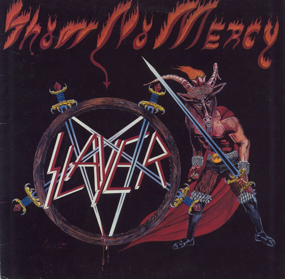 Slayer Show No Mercy - Tan Labels US vinyl LP album (LP record) MBR1013