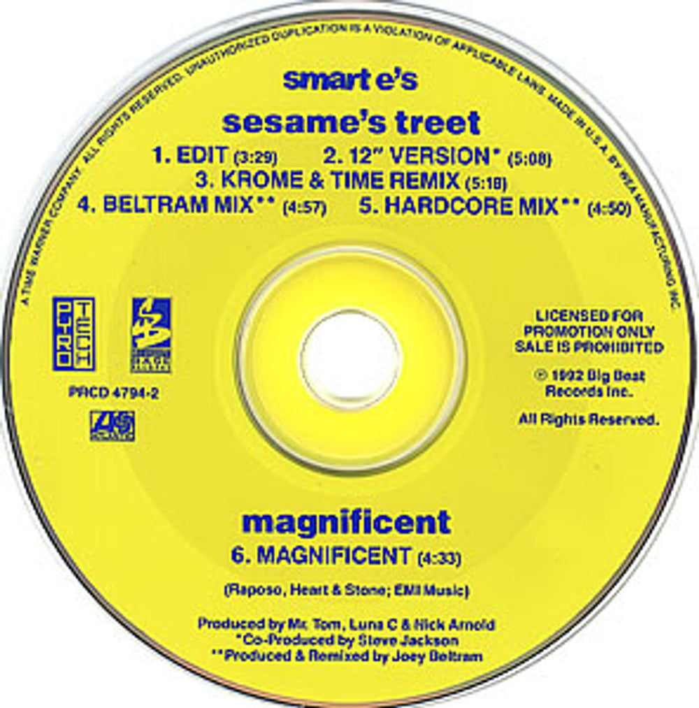 Smart E's Sesame's Treet US Promo CD single (CD5 / 5") PRCD4794-2