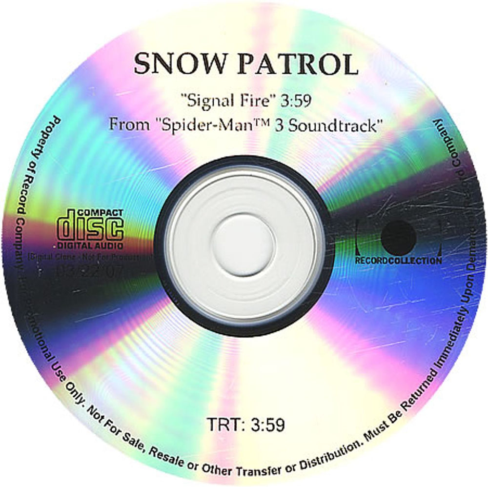 Snow Patrol Signal Fire US Promo CD-R acetate CD-R ACETATE