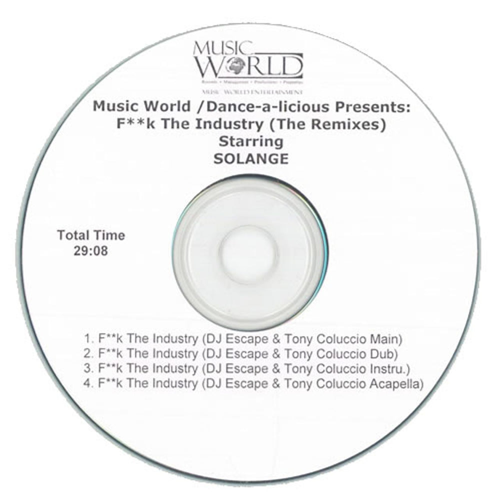 Solange Knowles F*ck The Industry [The Remixes] US Promo CD-R acetate CDR-ACETATE