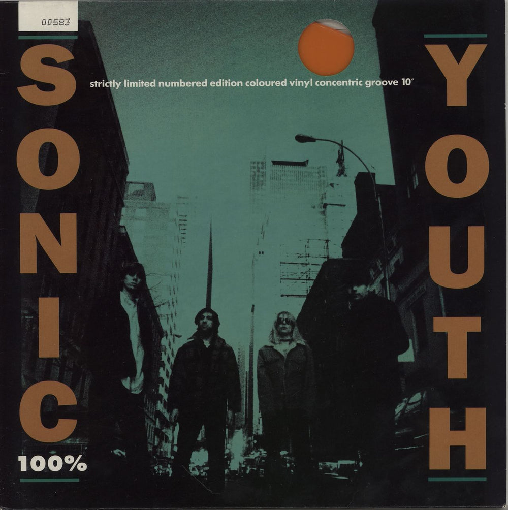 Sonic Youth 100% - Orange Vinyl UK 10" vinyl single (10 inch record) DGCV11