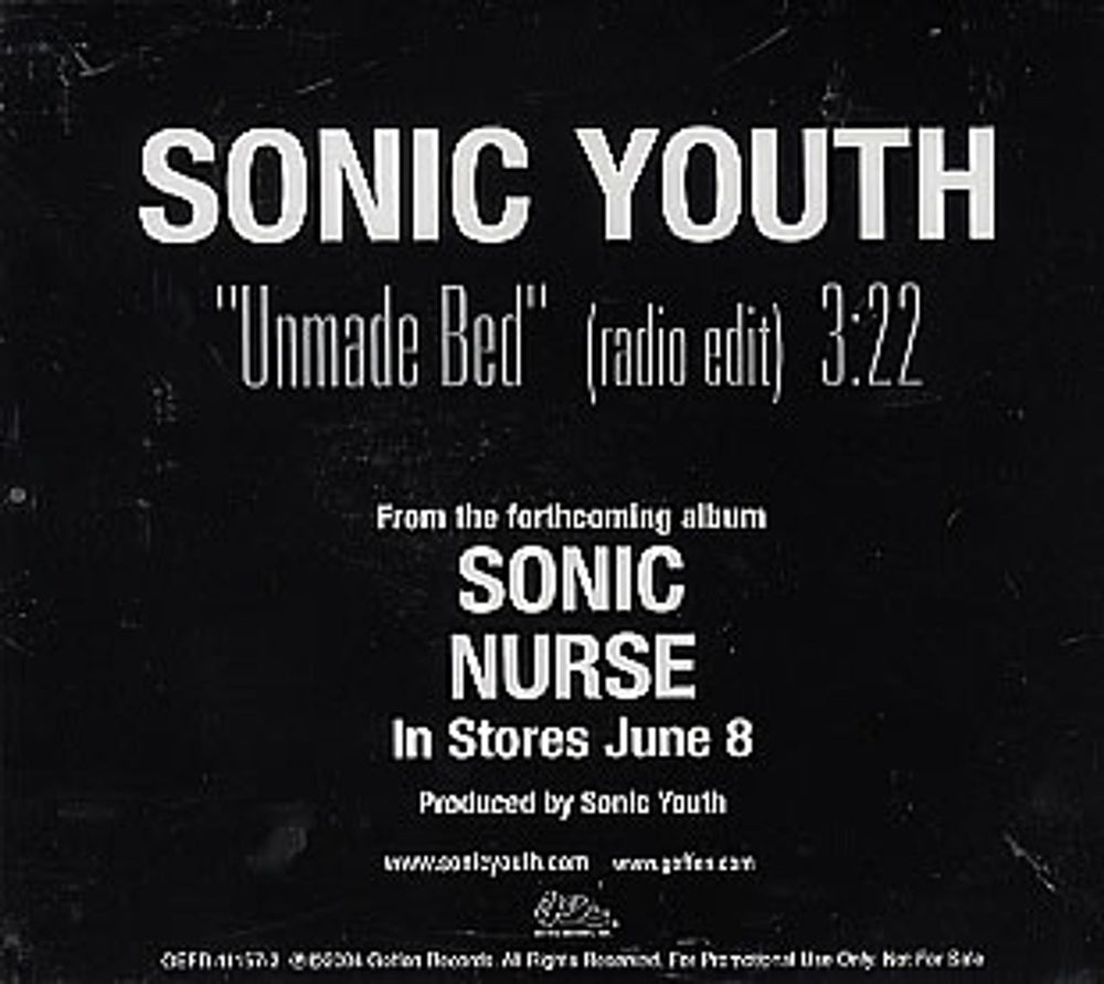 Sonic Youth Unmade Bed US Promo CD single (CD5 / 5") GEFR-11157-2