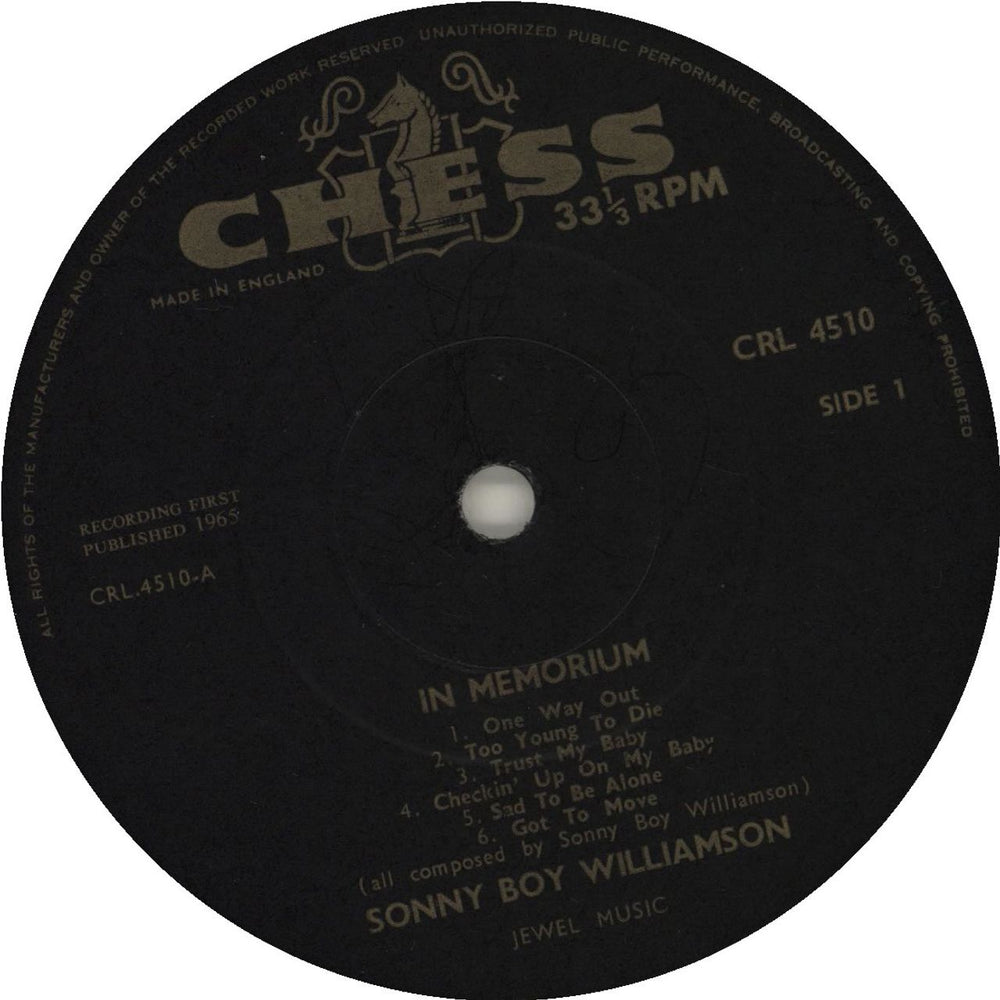 Sonny Boy Williamson In Memorium - 1st - VG+ UK vinyl LP album (LP record)