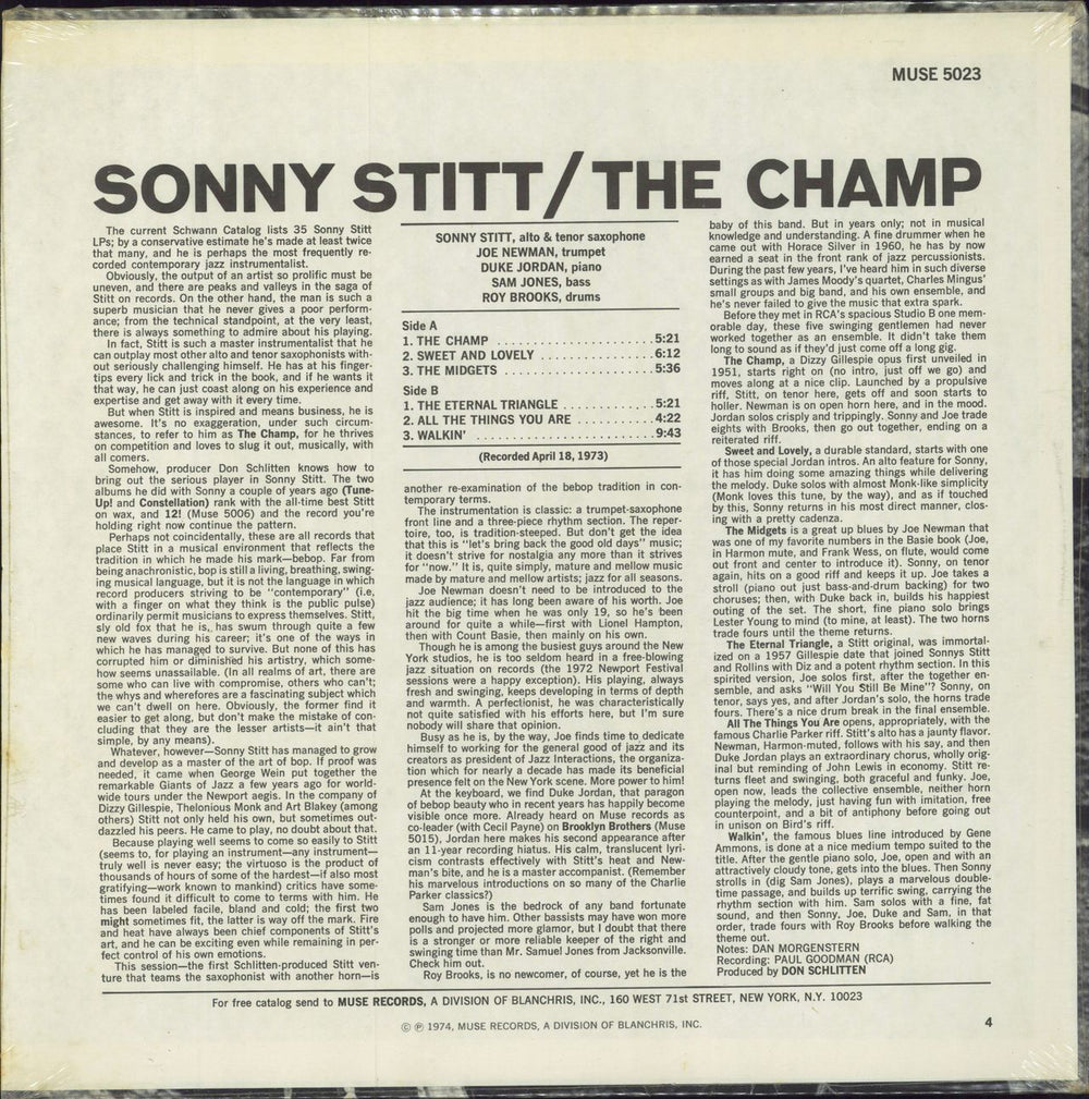 Sonny Stitt The Champ - Sealed US vinyl LP album (LP record)