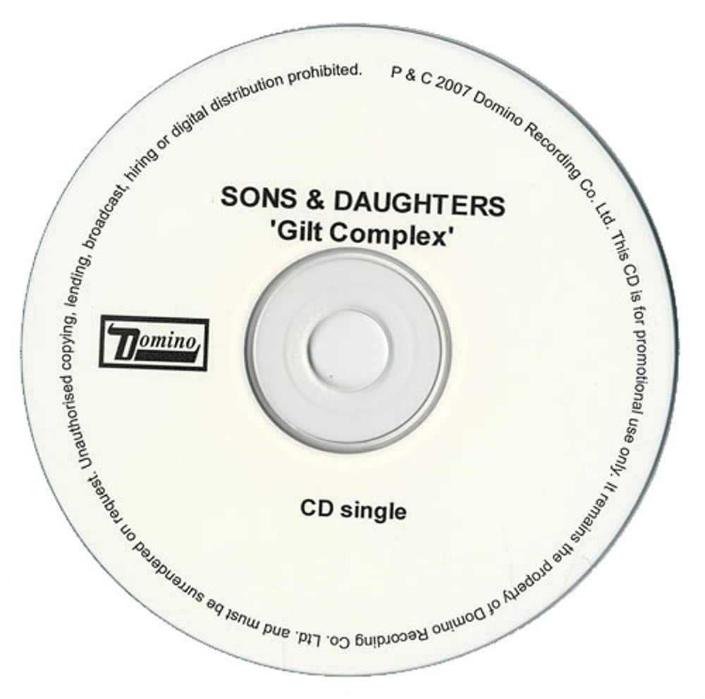 Sons And Daughters Gilt Complex UK Promo CD-R acetate SB7CRGI471512