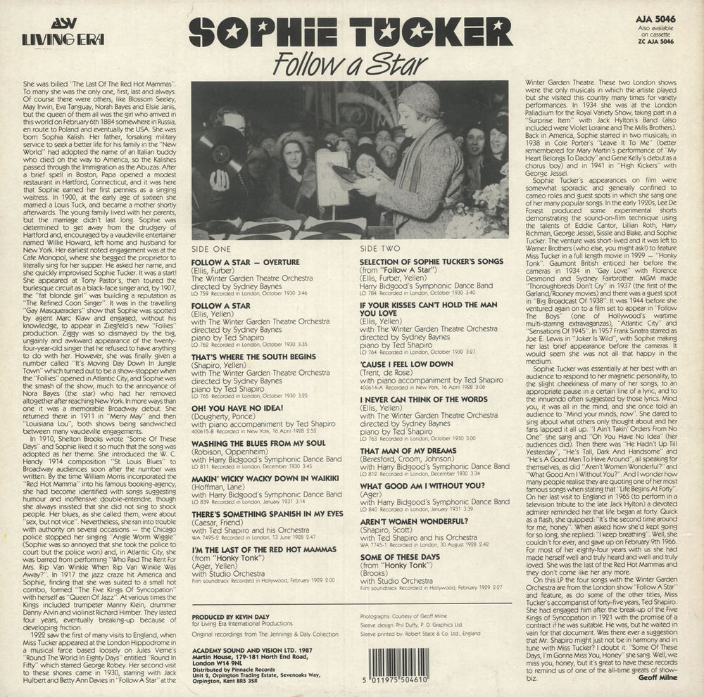 Sophie Tucker Follow A Star UK vinyl LP album (LP record) 5011975504610