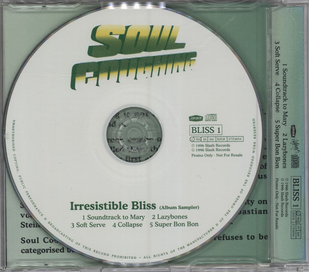 Soul Coughing Irresistible Bliss Album Sampler UK Promo CD single