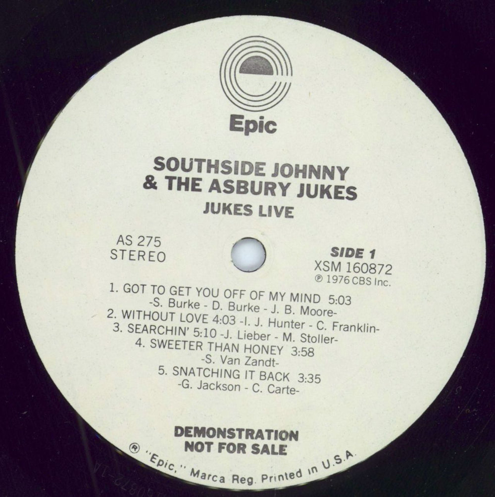 Southside Johnny & The Asbury Jukes Jukes Live US Promo vinyl LP album (LP record) SSDLPJU790553