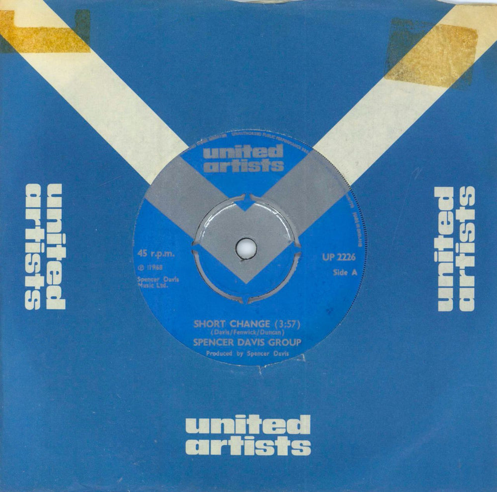 Spencer Davis Group Short Change - 4pr UK 7" vinyl single (7 inch record / 45) UP2226