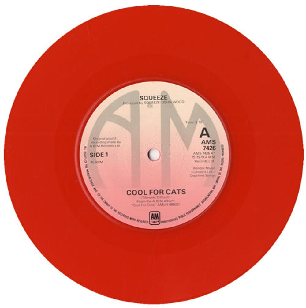 Squeeze Cool For Cats - P/S - Red UK 7" vinyl single (7 inch record / 45) SQU07CO562315