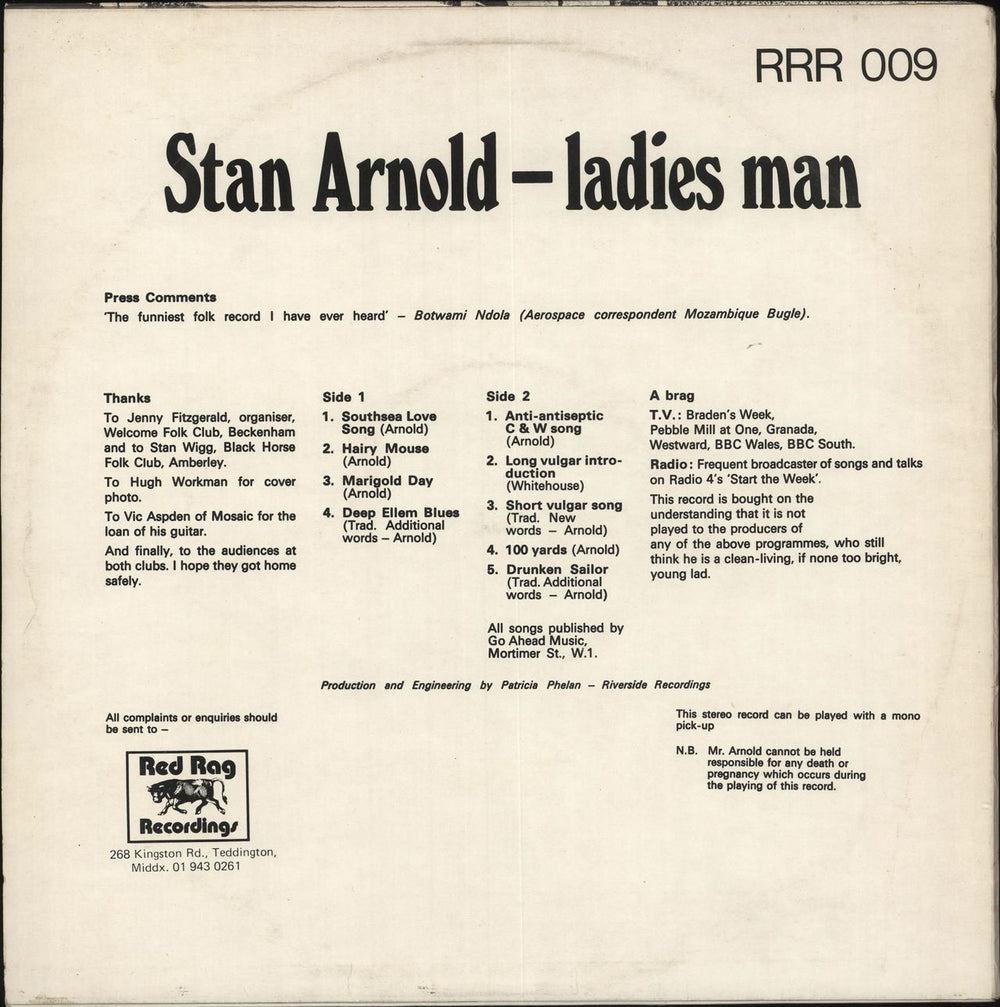 Stan Arnold Ladies Man UK vinyl LP album (LP record)