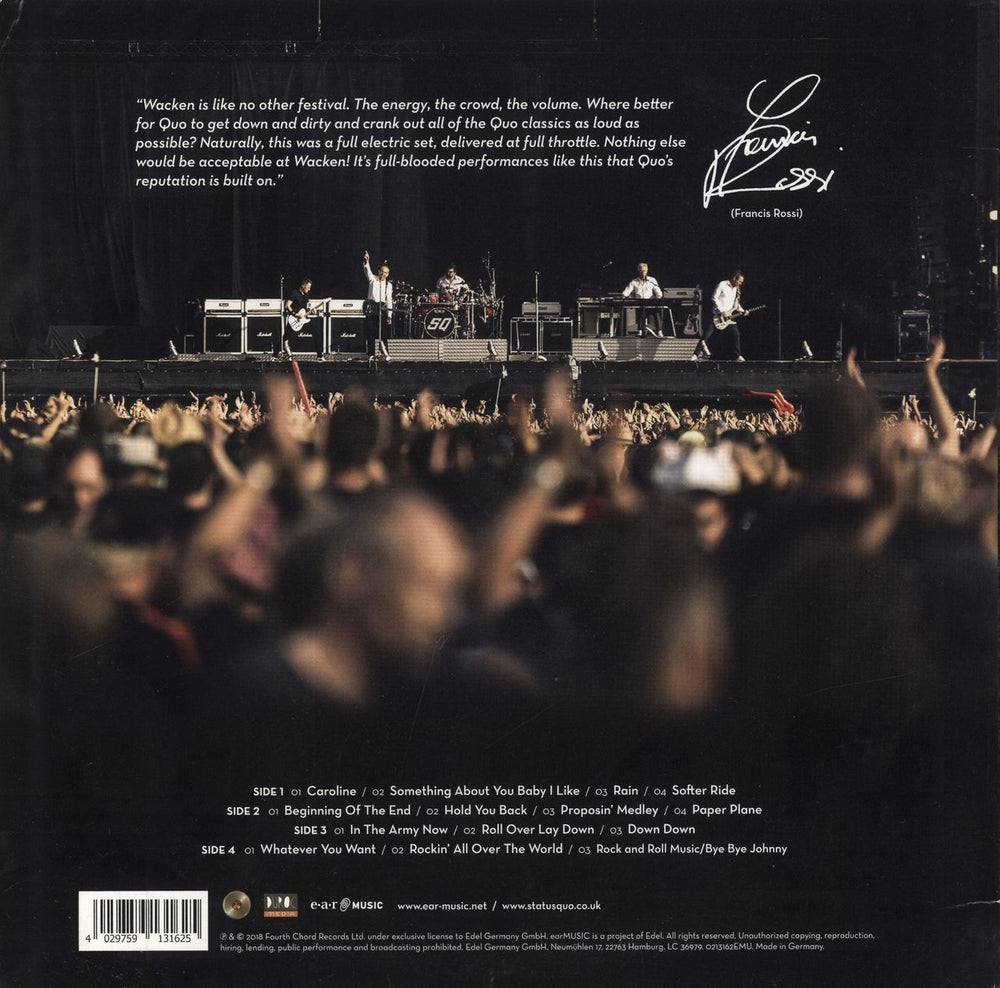 Status Quo Down Down & Dirty At Wacken - 180gm UK 2-LP vinyl record set (Double LP Album) 4029759131625