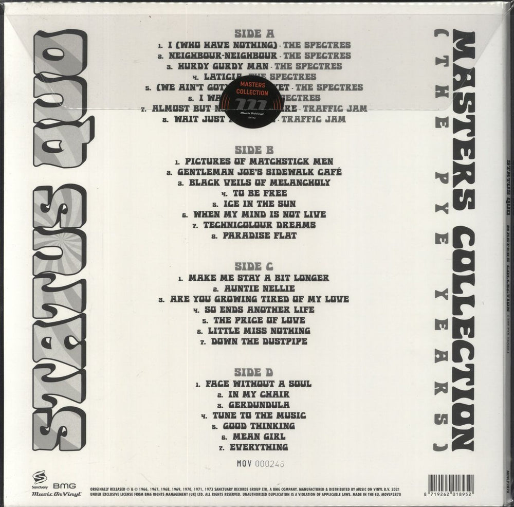 Status Quo Masters Collection [The Pye Years] - 180 Gram White Vinyl UK 2-LP vinyl record set (Double LP Album) 8719262018952