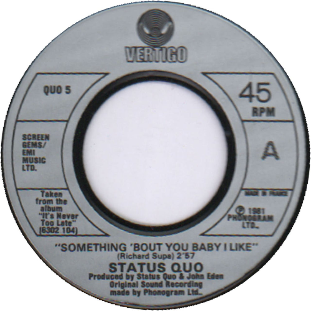 Status Quo Something 'Bout You Baby I Like - Jukebox French 7" vinyl single (7 inch record / 45) QUO5