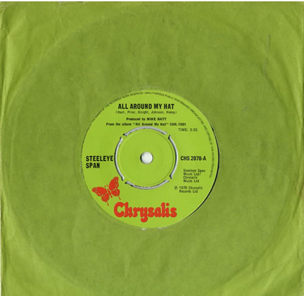 Steeleye Span All Around My Hat - 4 Prong UK 7" vinyl single (7 inch record / 45) CHS2078