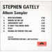 Stephen Gately Album Sampler UK Promo CD-R acetate CD ACETATE
