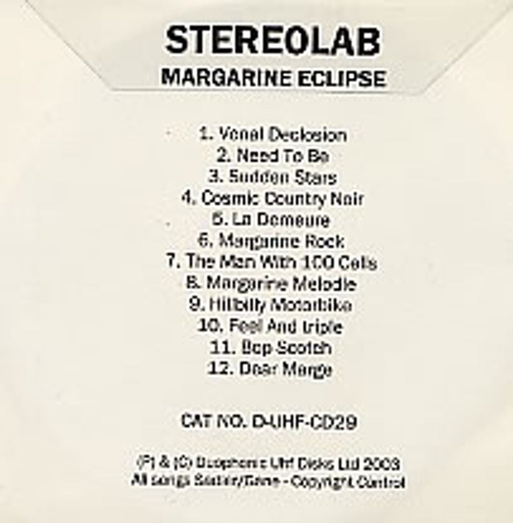 Stereolab Margarine Eclipse UK Promo CD-R acetate CD-R ACETATE