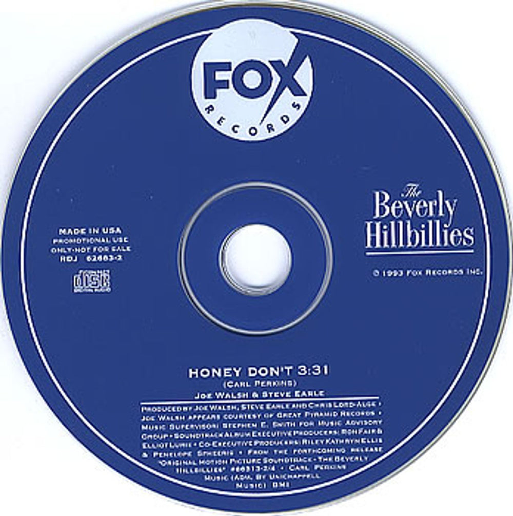 Steve Earle Honey Don't US Promo CD single (CD5 / 5") RDJ62683-2