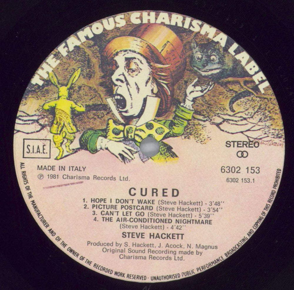 Steve Hackett Cured Italian vinyl LP album (LP record) SVELPCU823289