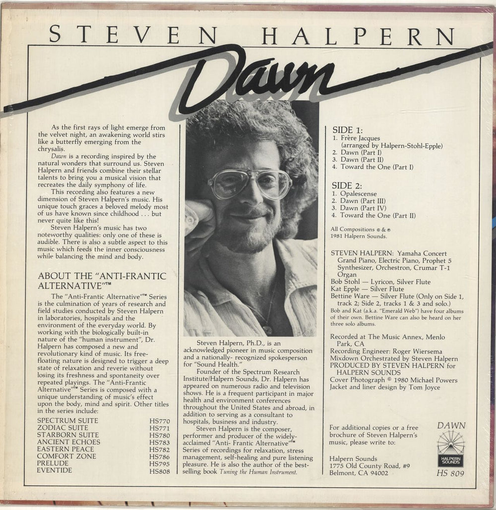 Steven Halpern Dawn US vinyl LP album (LP record)