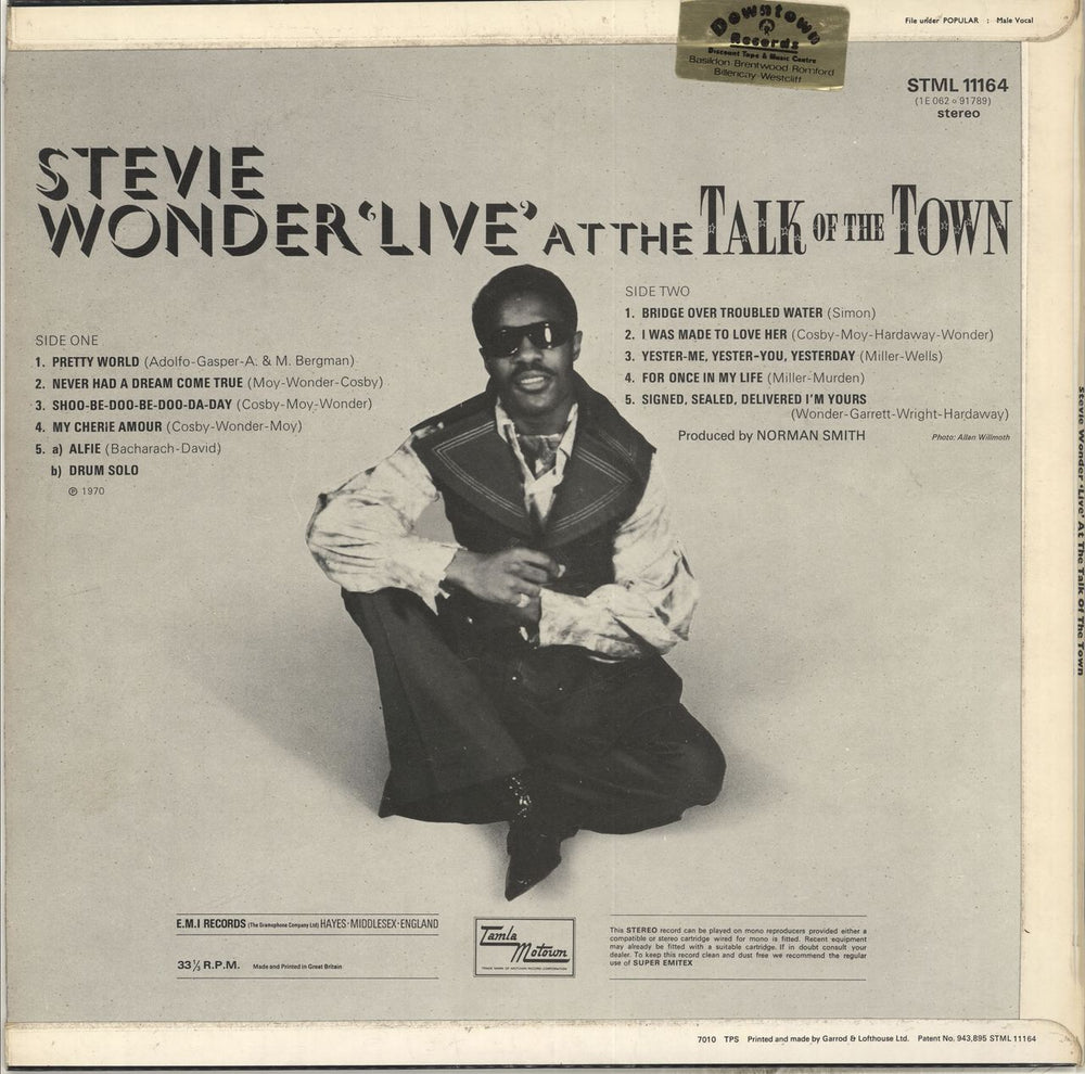 Stevie Wonder 'Live' At The Talk Of The Town UK vinyl LP album (LP record)