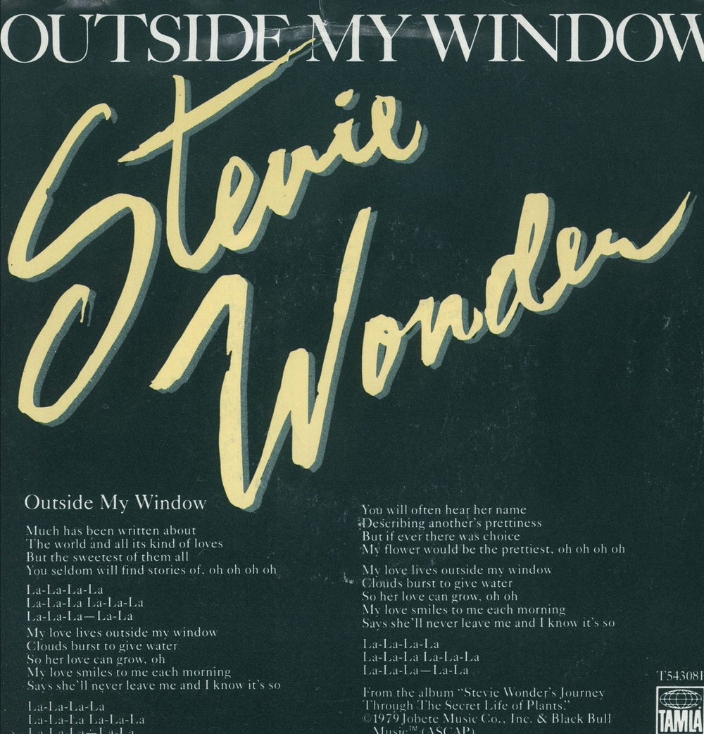 Stevie Wonder Outside My Window US Promo 7" vinyl single (7 inch record / 45) T54308F