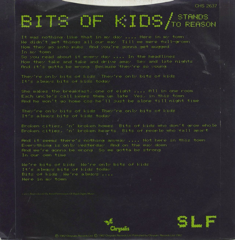 Stiff Little Fingers Bits Of Kids - EX UK 7" vinyl single (7 inch record / 45)