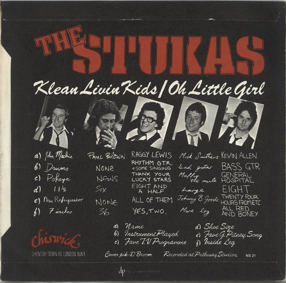 Stukas Klean Living Kids / Oh Little Girl UK 7" vinyl single (7 inch record / 45)