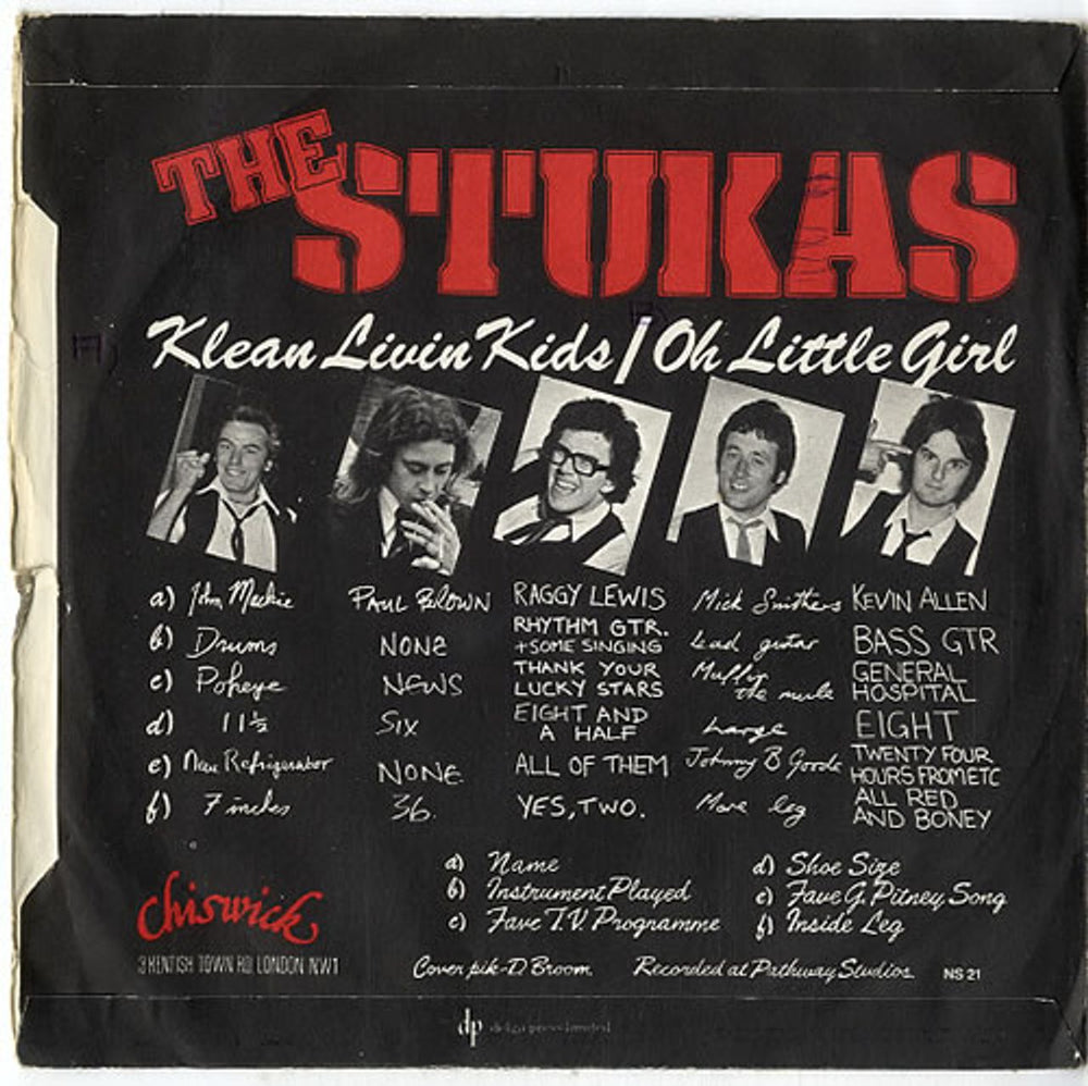 Stukas Klean Living Kids / Oh Little Girl UK 7" vinyl single (7 inch record / 45) WYX07KL618737