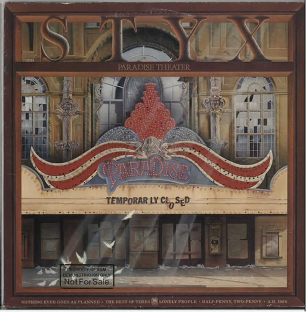 Styx Paradise Theatre - Promo Stamped UK vinyl LP album (LP record) STXLPPA636297