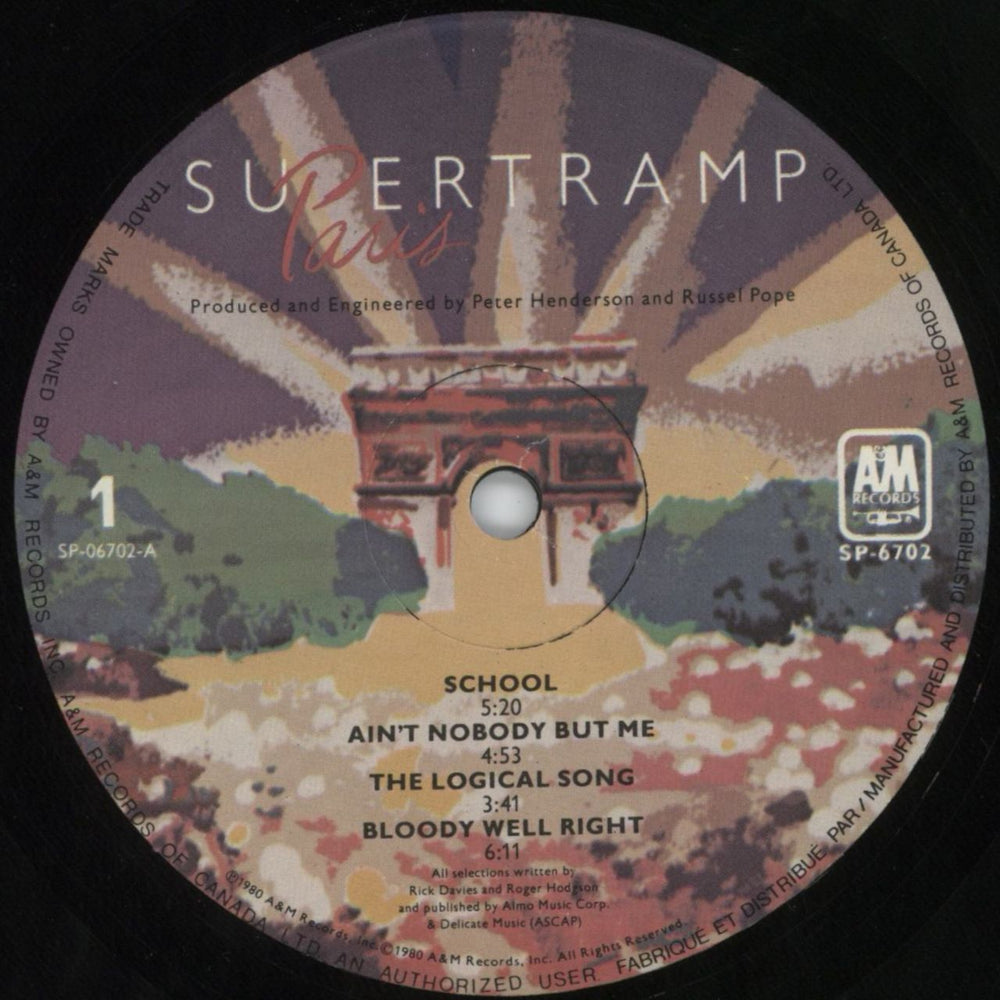 Supertramp Paris Canadian 2-LP vinyl record set (Double LP Album) SPT2LPA816264