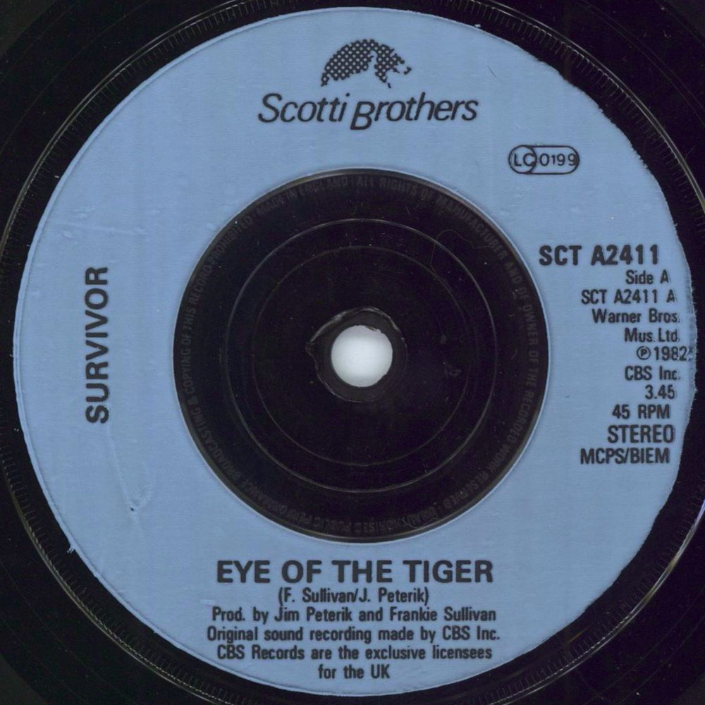 Survivor Eye Of The Tiger - Inj UK 7" vinyl single (7 inch record / 45) SCTA2411