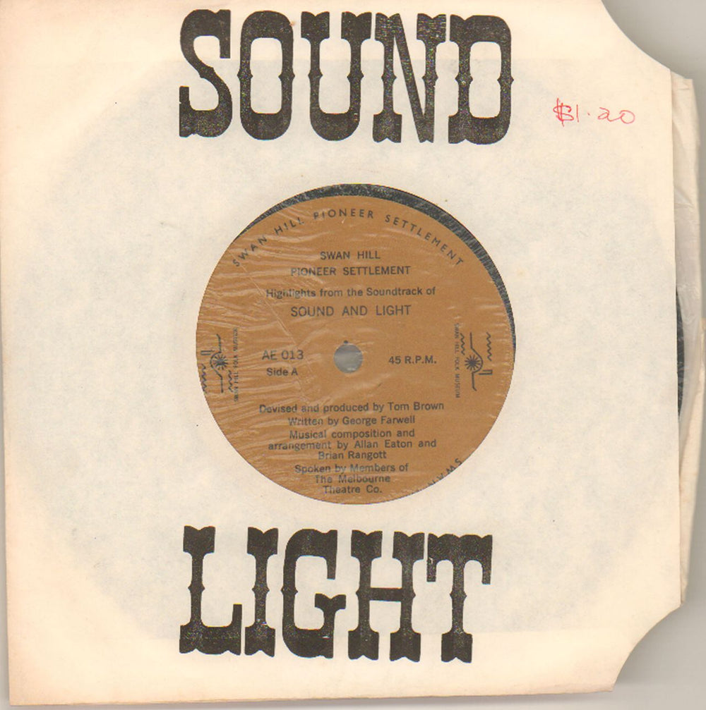 Swan Hill Pioneer Settlement Highlights From The Soundtrack of Sound And Light Australian Promo 7" vinyl single (7 inch record / 45) AE013