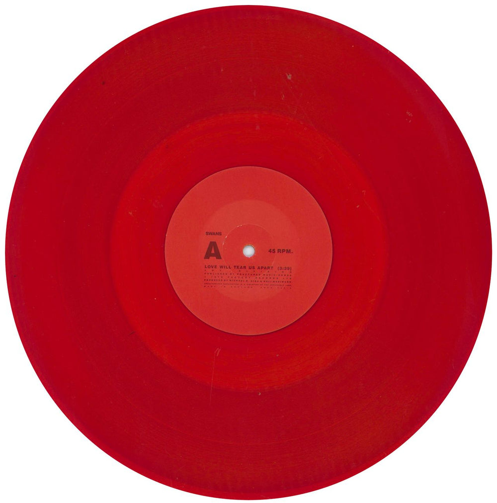 Swans Love Will Tear Us Apart - Red Vinyl UK 12" vinyl single (12 inch record / Maxi-single) SWN12LO188053