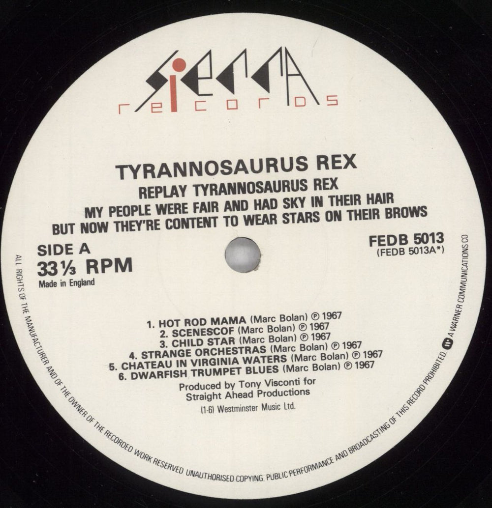 T-Rex / Tyrannosaurus Rex My People Were Fair And Had Sky In Their Hair UK vinyl LP album (LP record) REXLPMY824597