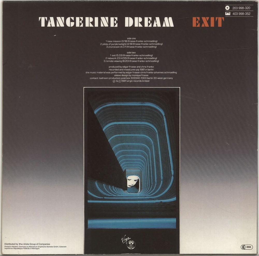 Tangerine Dream Exit - red/green labels German vinyl LP album (LP record)