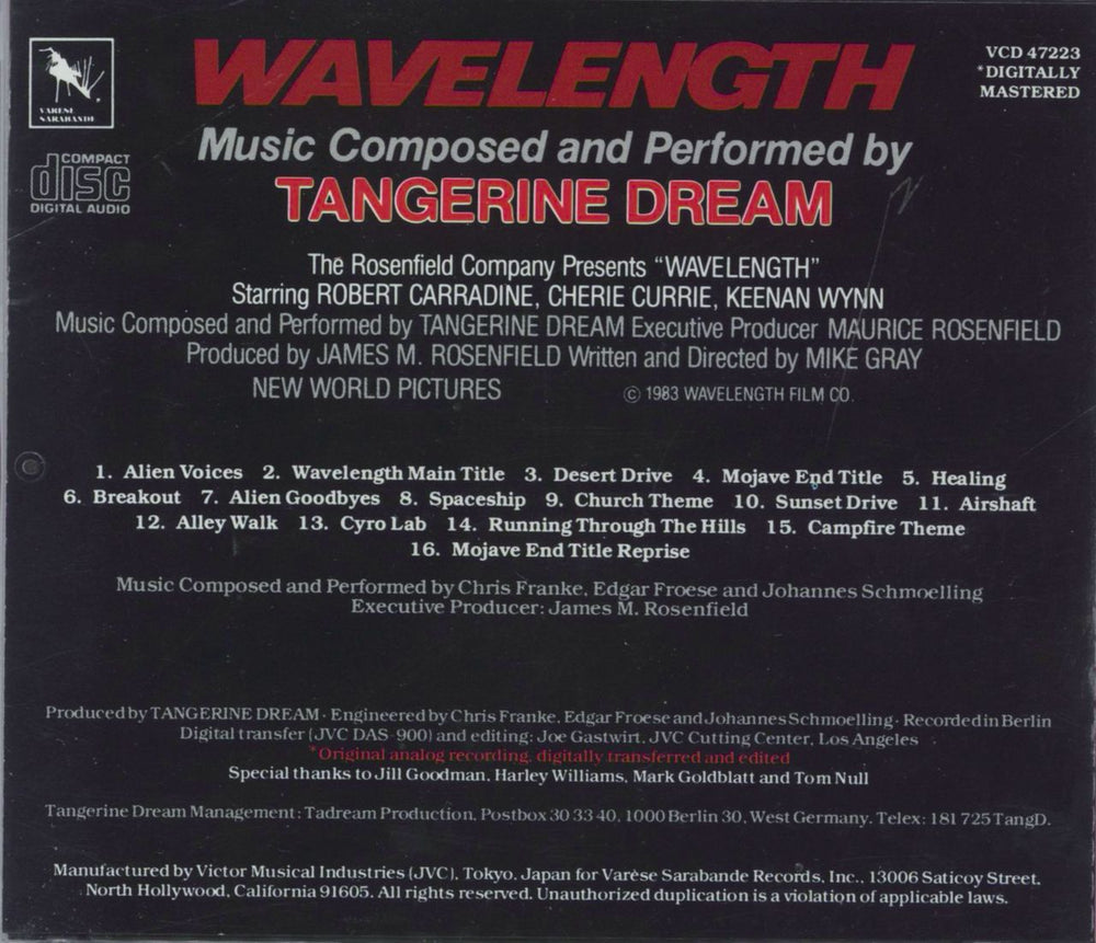 Tangerine Dream Wavelength US CD album (CDLP)