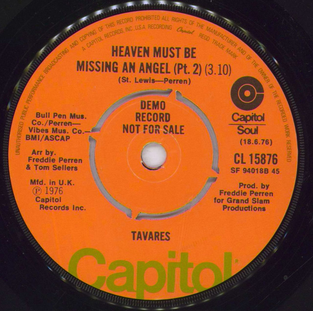 Tavares Heaven Must Be Missing An Angel UK Promo 7" vinyl single (7 inch record / 45)