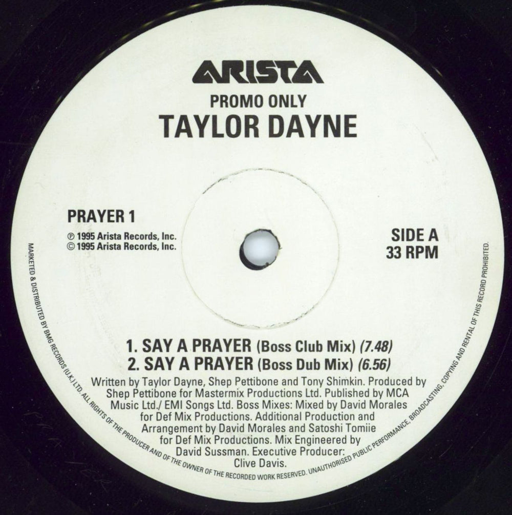 Taylor Dayne Say A Prayer UK Promo 12" vinyl single (12 inch record / Maxi-single) PRAYER1