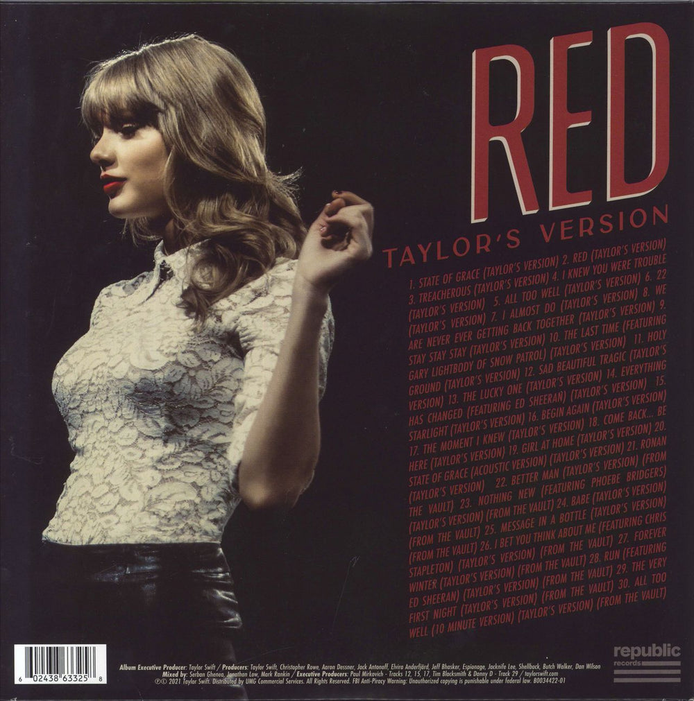 Taylor Swift Red: Taylor's Version - EX US 4-LP vinyl album record set 602438633258
