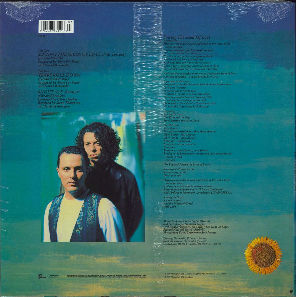 Tears For Fears Sowing The Seeds Of Love - Sealed Canadian 12" vinyl single (12 inch record / Maxi-single) 04228747111197