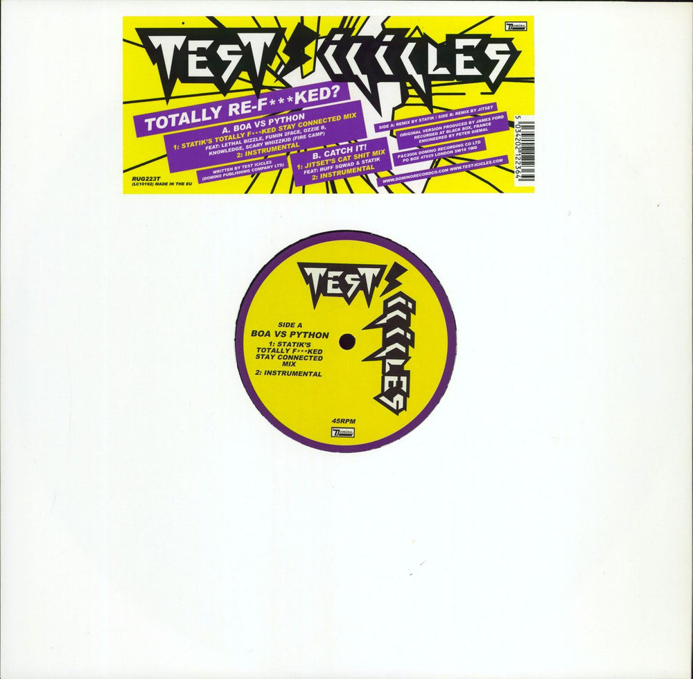 Test Icicles Totally Re-F***ked UK 12" vinyl single (12 inch record / Maxi-single) RUG223T