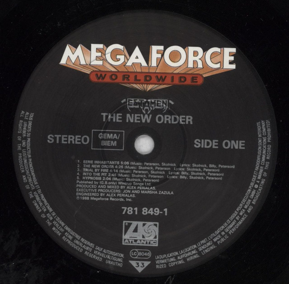 Testament The New Order German vinyl LP album (LP record) EN1LPTH391900