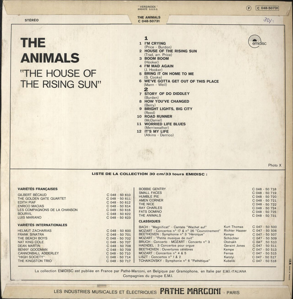 The Animals House Of The Rising Sun French vinyl LP album (LP record)