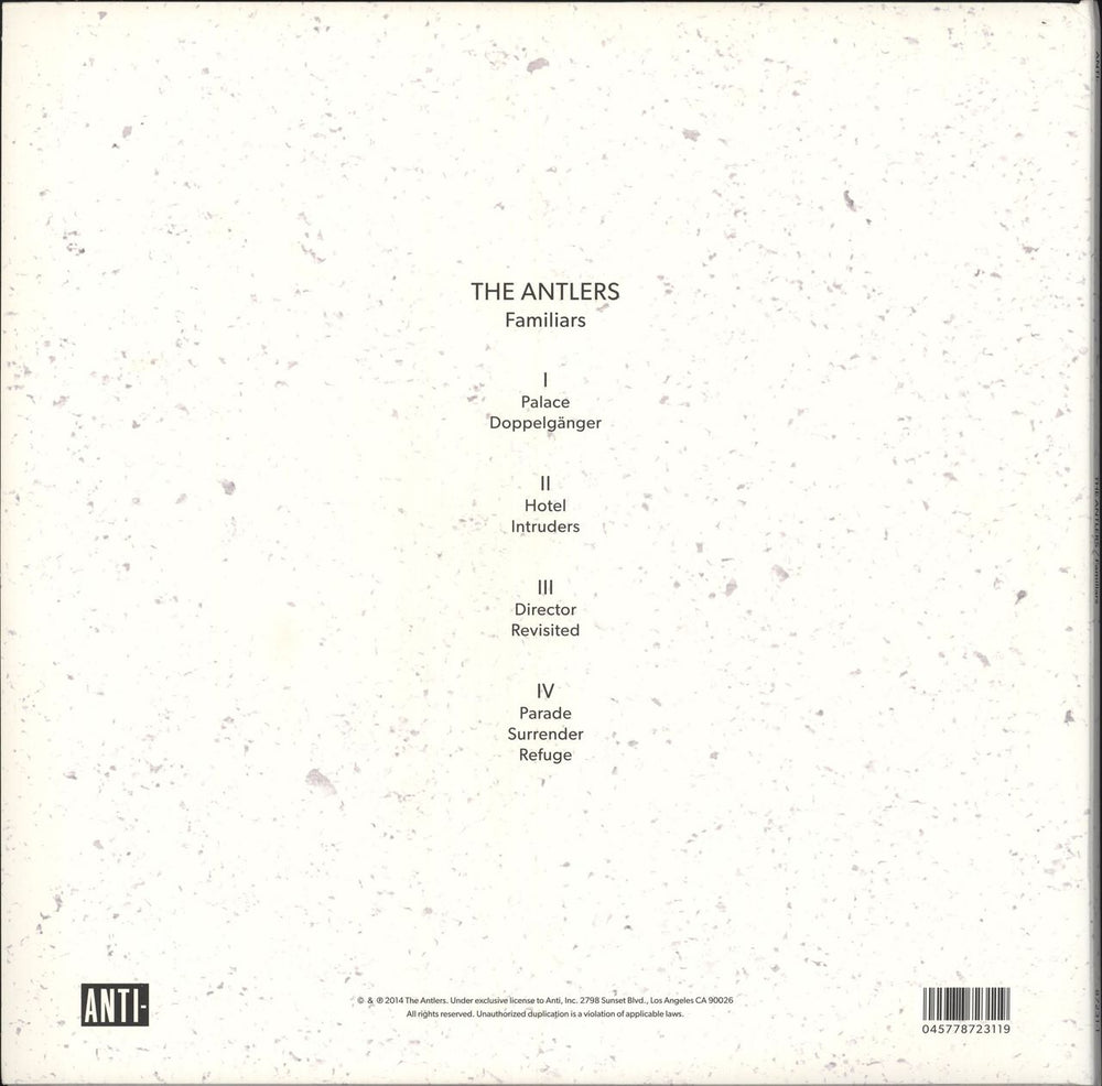 The Antlers Familiars US 2-LP vinyl record set (Double LP Album) 045778723119