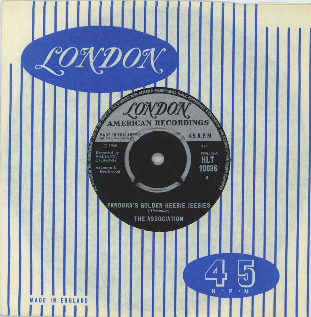 The Association Pandora's Golden Heebie Jeebies UK 7" vinyl single (7 inch record / 45) HLT10098