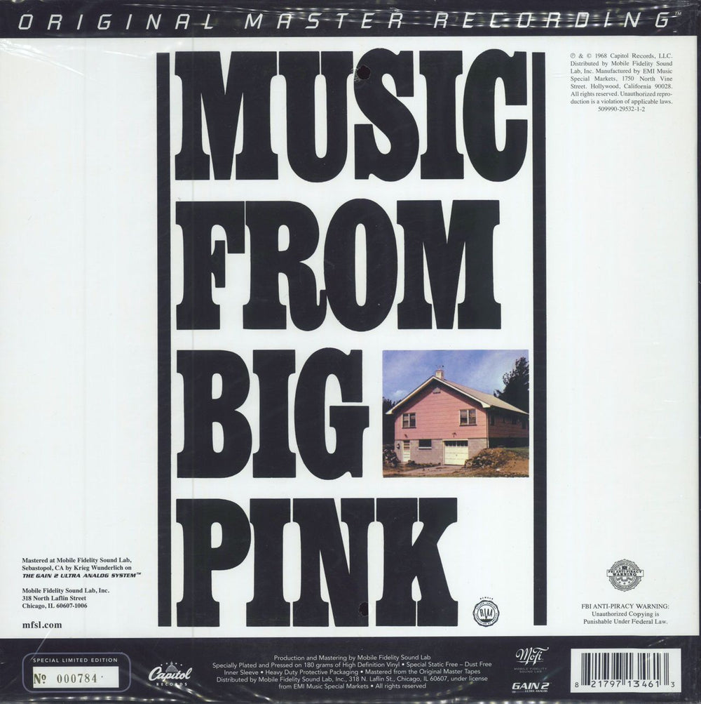 The Band Music From Big Pink US vinyl LP album (LP record) 821797134613