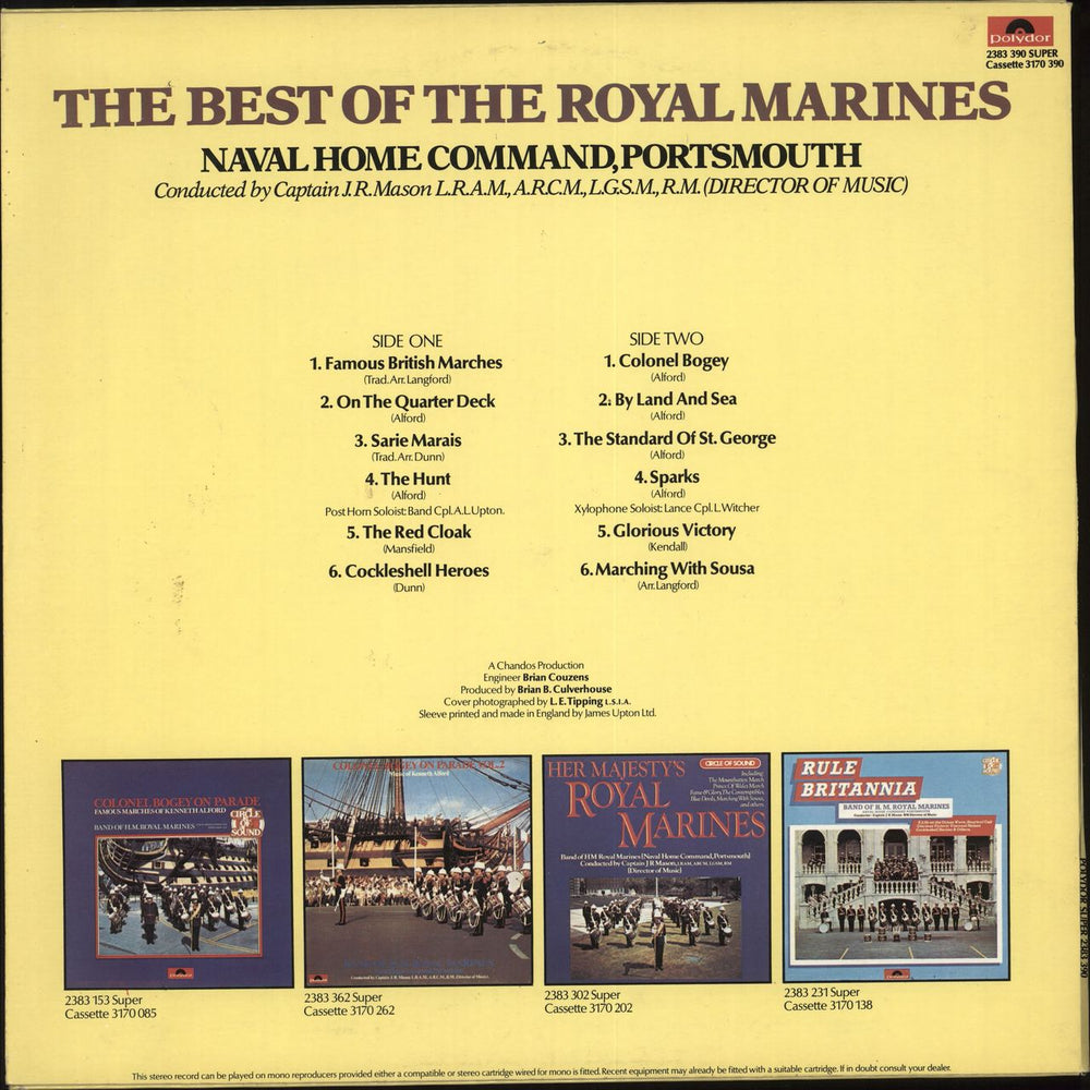 The Band Of H.M. Royal Marines The Best Of The Royal Marines UK vinyl LP album (LP record)